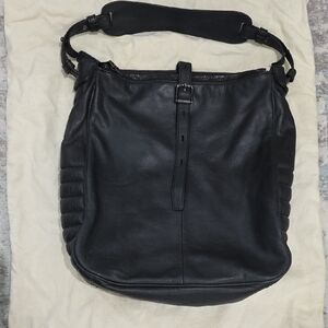 J. Crew Black Leather Messenger Bag